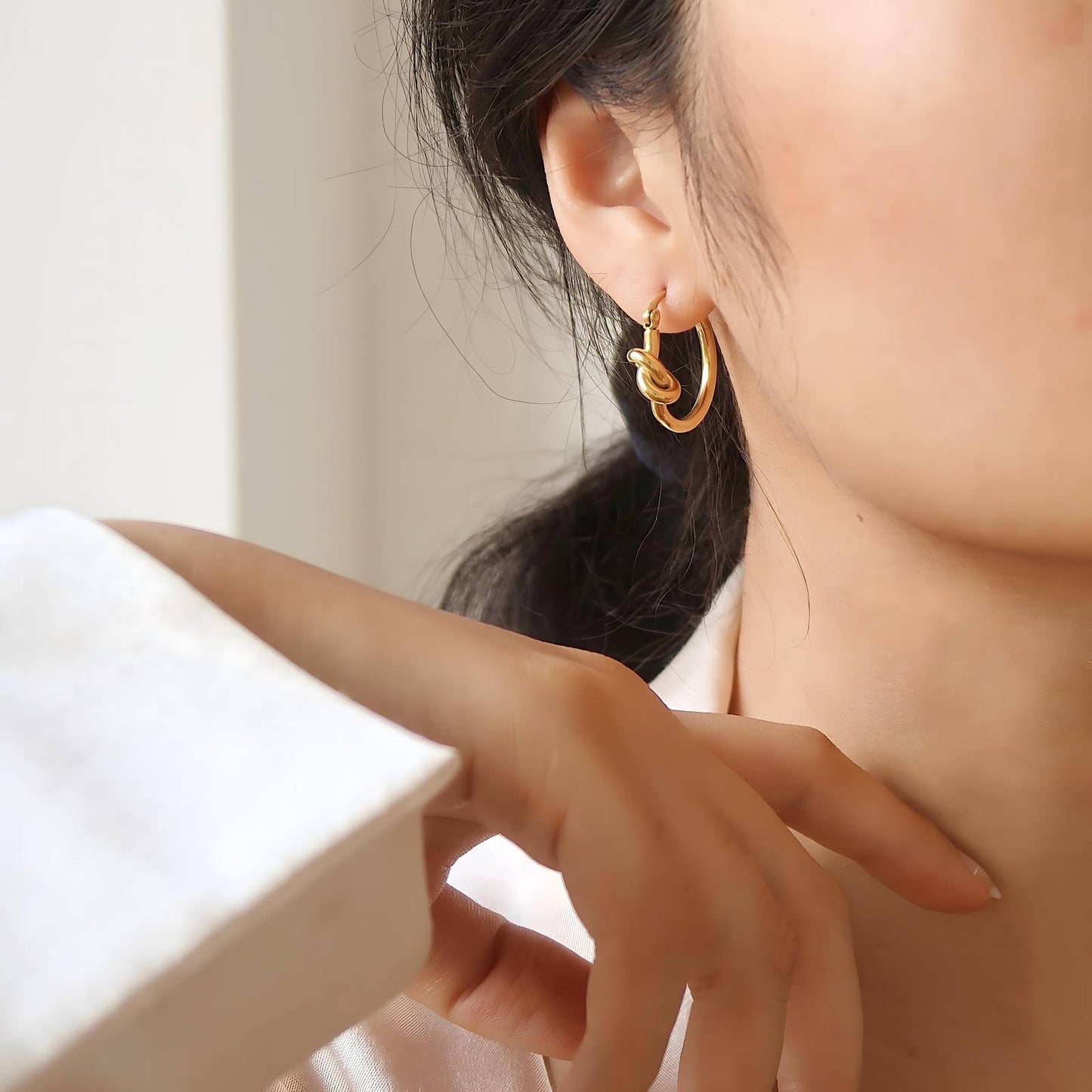 18K gold plated knot earrings