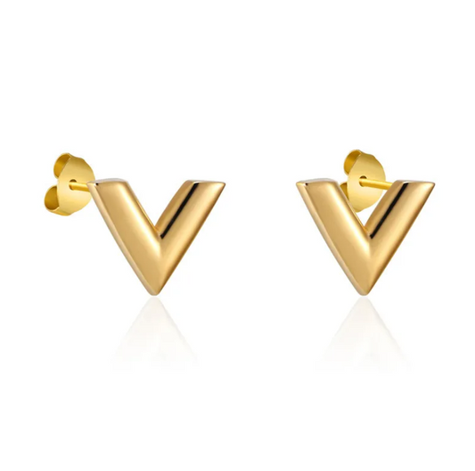 18K Gold Plated V Earrings